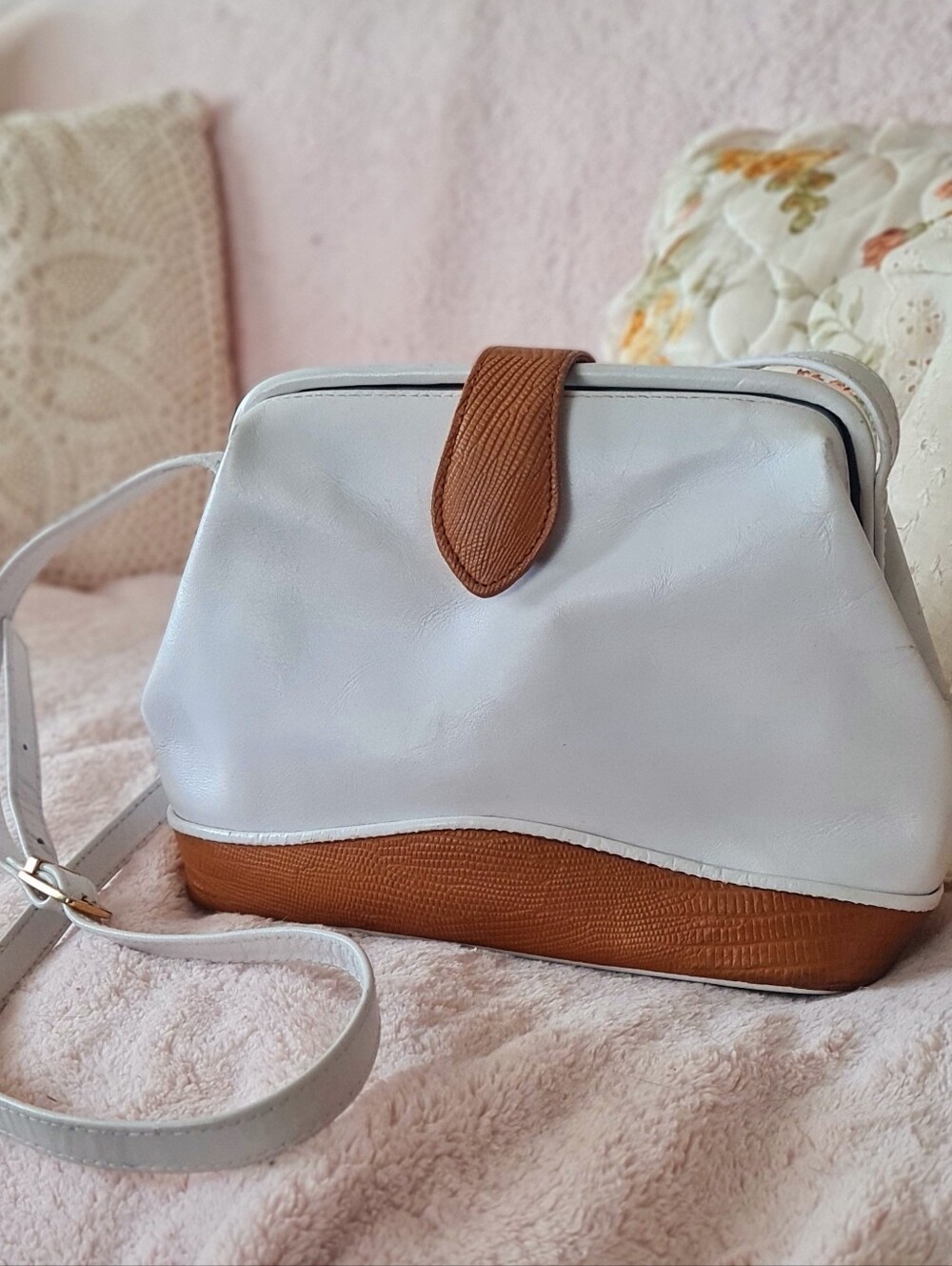 Genuine Leather White & Brown Portofino Collection; Made In KOREA